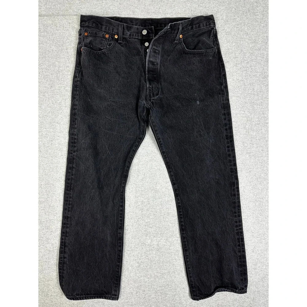 Levis 501 Jean Mens 38x30 Black Original Fit Button Fly Denim